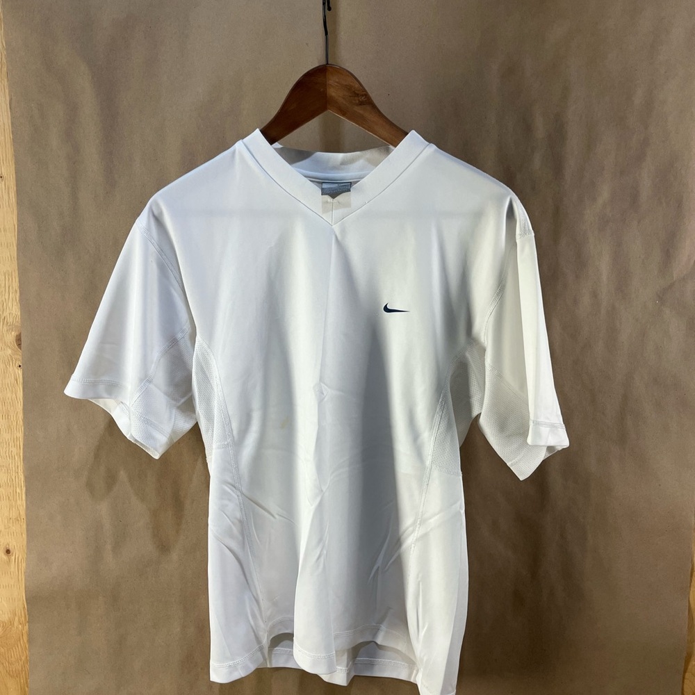 Vintage Nike Men’s White V-Neck Shirt (Size S)